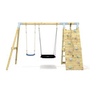 PolarPlay Premium Double Swing Set with Climbing Wall