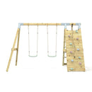PolarPlay Premium Double Swing Set with Climbing Wall