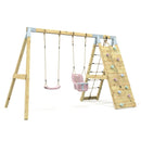 PolarPlay Premium Double Swing Set with Climbing Wall