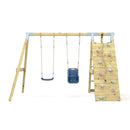 PolarPlay Premium Double Swing Set with Climbing Wall