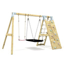 PolarPlay Premium Double Swing Set with Climbing Wall