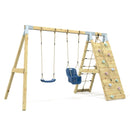 PolarPlay Premium Double Swing Set with Climbing Wall