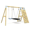 PolarPlay Premium Double Swing Set with Climbing Wall