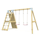 PolarPlay Premium Double Swing Set with Climbing Wall