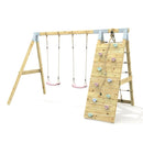 PolarPlay Premium Double Swing Set with Climbing Wall
