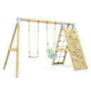 PolarPlay Premium Double Swing Set with Climbing Wall