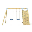 PolarPlay Premium Double Swing Set with Climbing Wall