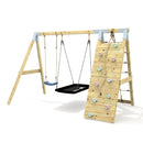 PolarPlay Premium Double Swing Set with Climbing Wall