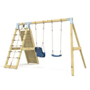 PolarPlay Premium Double Swing Set with Climbing Wall