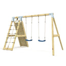 PolarPlay Premium Double Swing Set with Climbing Wall