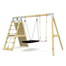 PolarPlay Premium Double Swing Set with Climbing Wall