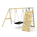 PolarPlay Premium Double Swing Set with Climbing Wall