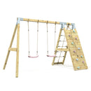PolarPlay Premium Double Swing Set with Climbing Wall