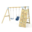 PolarPlay Premium Double Swing Set with Climbing Wall