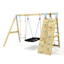 PolarPlay Premium Double Swing Set with Climbing Wall