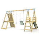 PolarPlay Premium Double Swing Set with Climbing Wall and Slide