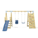 PolarPlay Premium Double Swing Set with Climbing Wall and Slide