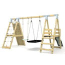 PolarPlay Premium Double Swing Set with Climbing Wall and Slide