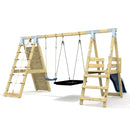 PolarPlay Premium Double Swing Set with Climbing Wall and Slide