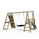 PolarPlay Premium Double Swing Set with Climbing Wall and Slide