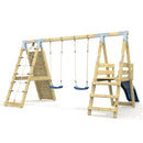 PolarPlay Premium Double Swing Set with Climbing Wall and Slide