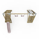 PolarPlay Premium Double Swing Set with Climbing Wall and Slide