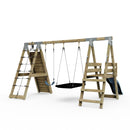 PolarPlay Premium Double Swing Set with Climbing Wall and Slide