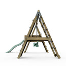 PolarPlay Premium Double Swing Set with Climbing Wall and Slide