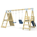 PolarPlay Premium Double Swing Set with Climbing Wall and Slide