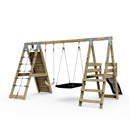 PolarPlay Premium Double Swing Set with Climbing Wall and Slide