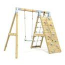 PolarPlay Premium Single Swing Set with Climbing Wall