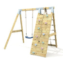 PolarPlay Premium Single Swing Set with Climbing Wall