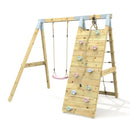 PolarPlay Premium Single Swing Set with Climbing Wall