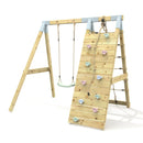 PolarPlay Premium Single Swing Set with Climbing Wall