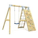 PolarPlay Premium Single Swing Set with Climbing Wall