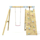 PolarPlay Premium Single Swing Set with Climbing Wall