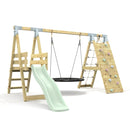 PolarPlay Premium Single Swing Set with Climbing Wall and Slide