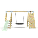 PolarPlay Premium Single Swing Set with Climbing Wall and Slide