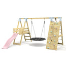 PolarPlay Premium Single Swing Set with Climbing Wall and Slide