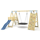 PolarPlay Premium Single Swing Set with Climbing Wall and Slide