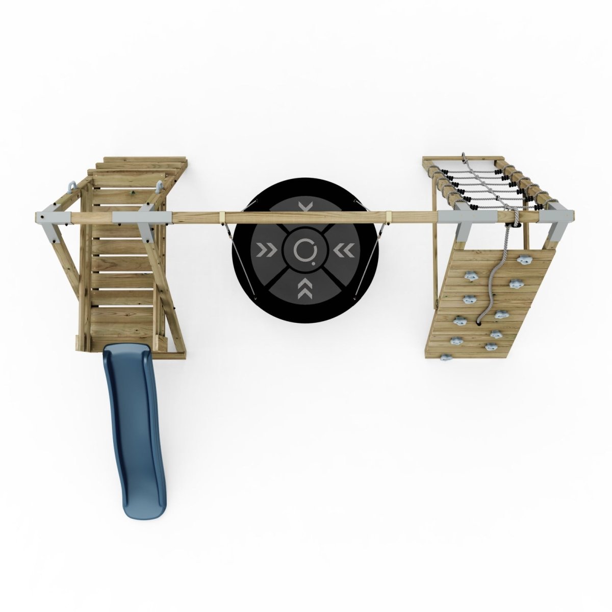 PolarPlay Premium Single Swing Set with Climbing Wall and Slide