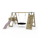 PolarPlay Premium Single Swing Set with Climbing Wall and Slide