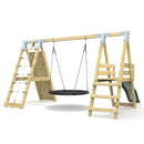 PolarPlay Premium Single Swing Set with Climbing Wall and Slide