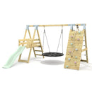 PolarPlay Premium Single Swing Set with Climbing Wall and Slide