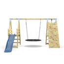 PolarPlay Premium Single Swing Set with Climbing Wall and Slide