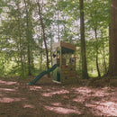 Rebo Lookout Tower Playhouse with Swing and Climbing Wall plus 6ft Slide - Ascent