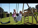 Rebo Wooden Swing Set plus Deck & Slide - Solar Pink