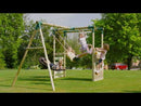 Rebo Wooden Garden Swing Set with Monkey Bars - Comet Pink