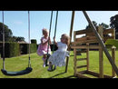 Rebo Wooden Swing Set plus Deck & Slide - Star Pink