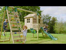 Rebo Orchard 4FT Wooden Playhouse, Swings, Monkey Bars, Deck & 6FT Slide – Solar Purple